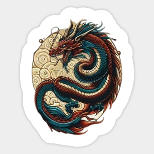 Fierce Dragon, Intricate Scales, Swirling Sticker